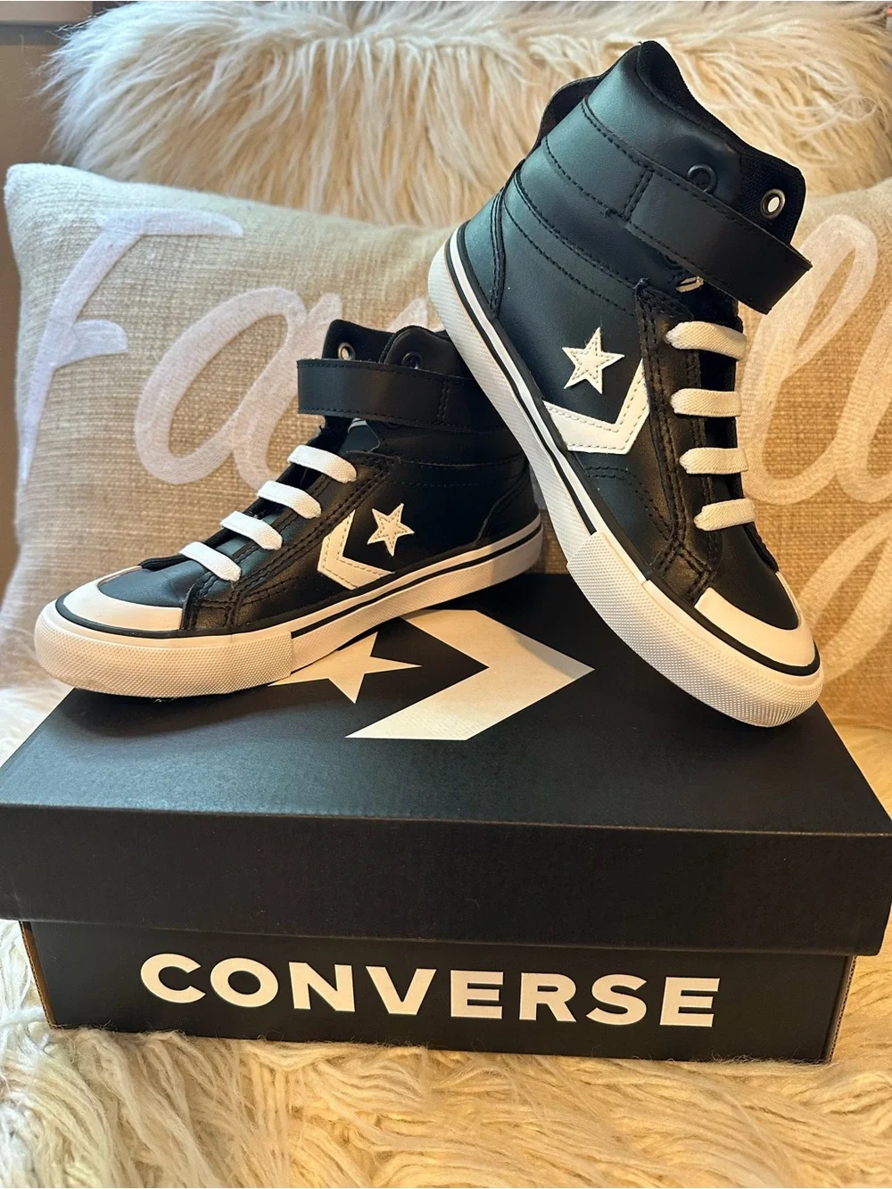 Converse Pro Blaze Strap Black High-Top Sneakers | Kids size 13